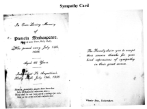 Pamela Shakespeare (nee Gennard) Sympathy Card