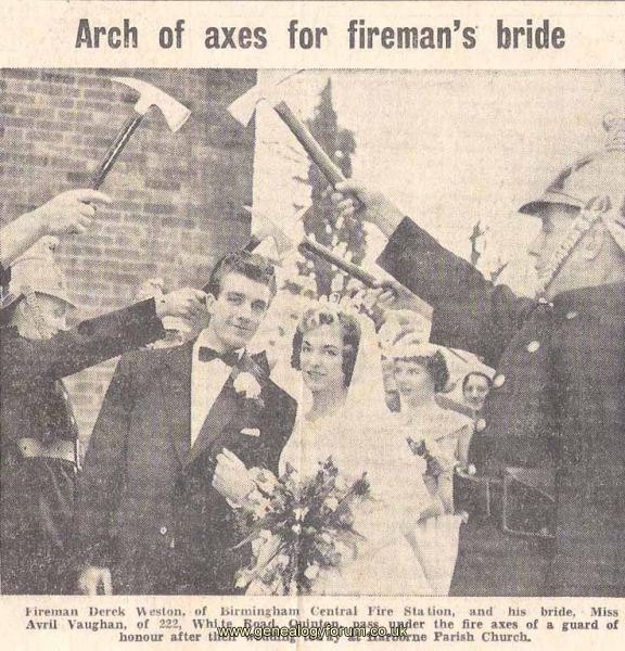 Derek Weston and Avril Vaughan -  Harborne Parish Church 1959