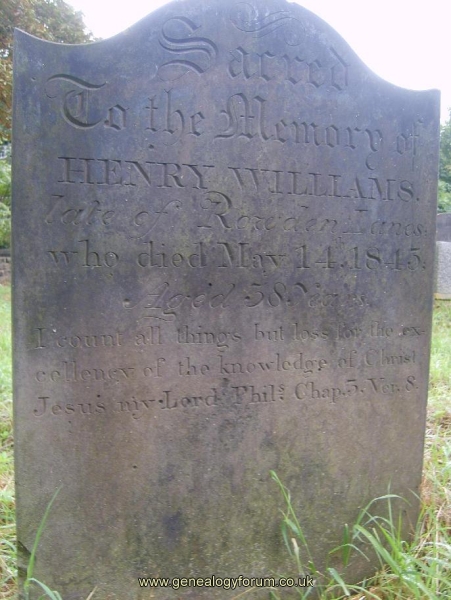 Henry WILLIAMS b.1807 (Late of Rowden Lanes)
