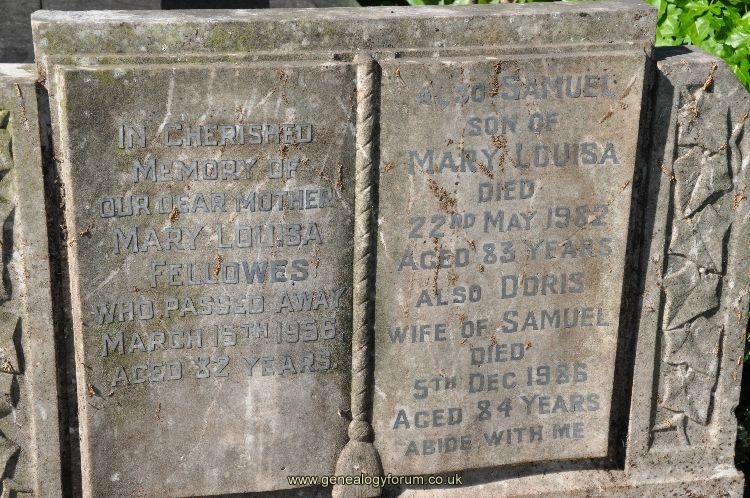 Fellowes - Mary, son Samuel, wife Doris