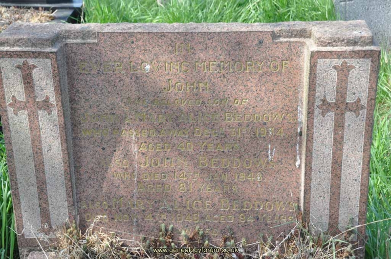 Beddows - John, wife Mary Alice and son John
