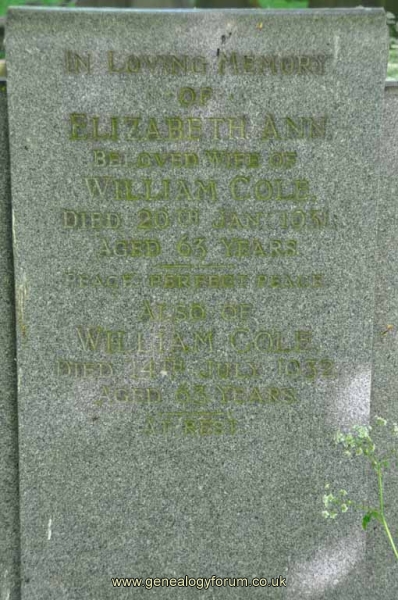 Cole - William, Elizabeth