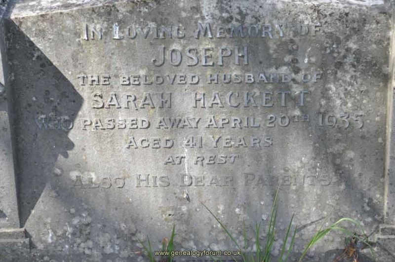Hackett - Joseph, husband of Sarah