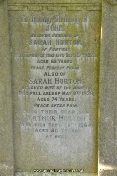 Horton - John , Sarah & son Arthur