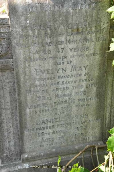 Burns - Daniel, Sarah (nee Wycherley) and dau Evelyn