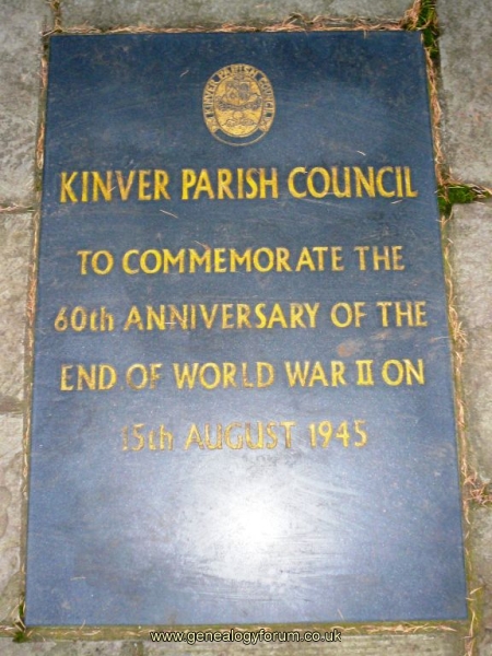 West Midlands, Kinver War Memorial Plaque - 1945