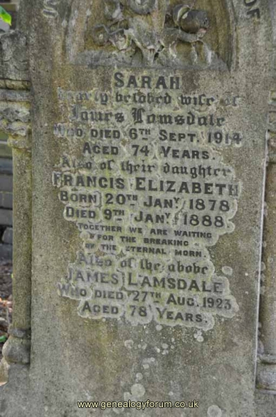 Lamsdale - James, Sarah & dau Francis