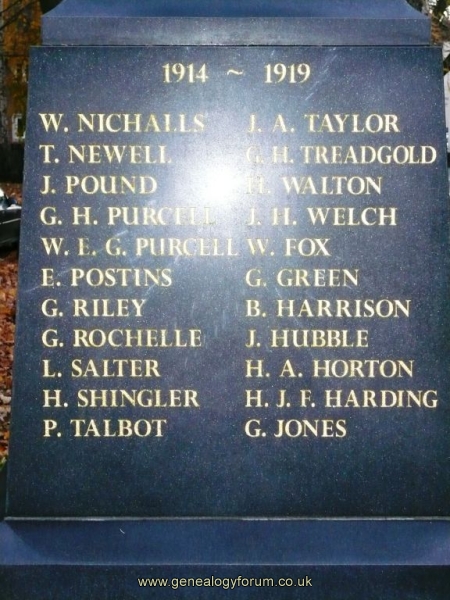 West Midlands, Kinver War Memorial 1914 - 1919