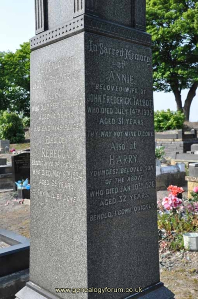 Talbot 1 - John Frederick & 2 Wives Annie, Rebecca & son Harry