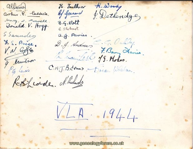 Dudley - Grammar School VLA 1944 (reverse)