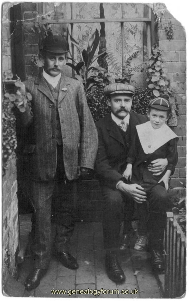 Ernest Edward GREAVES ( seated) William PETERS & Albert GREAVES
