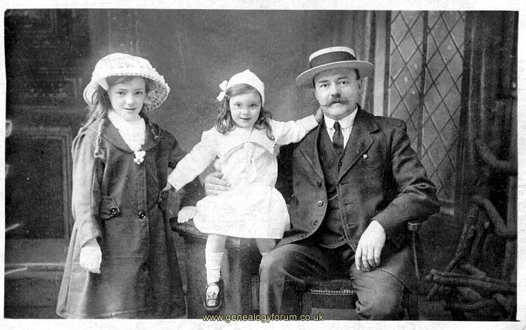 Ernest Edward GREAVES with daughter Hilda and Bertha