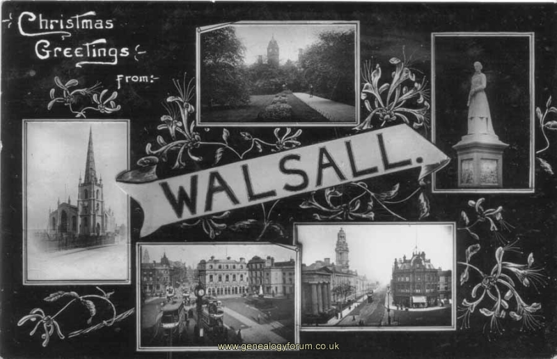 Walsall - Christmas Greeting posted 1912