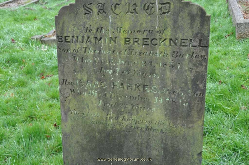Burley - Benjamin Brecknell (son of Thomas & Elizabeth Burley) & Isaac Parkes Burley
