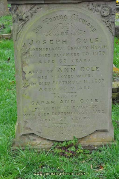 Cole - Joseph, Ann & Dau Sarah Ann