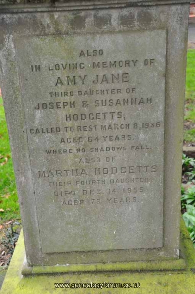 Hodgetts 2 - Amy, Martha (children of Joseph & Susannah)