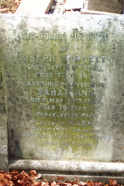 Joseph & Sarah Ann Hodgetts
