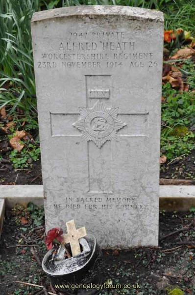Pte Alfred Heath died 1914