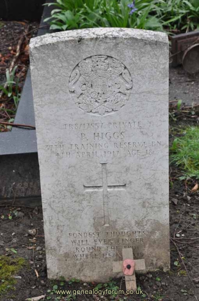 Pte P Higgs died 1917