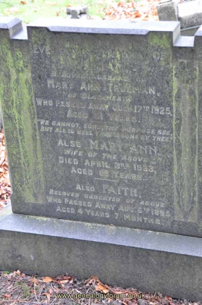 Trueman - William, Mary Ann & daug Faith