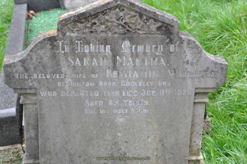 Withers - Sarah (wife of Benjamin)
