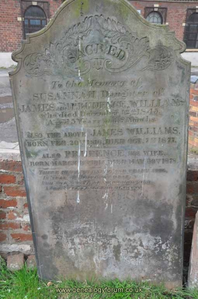 Williams - James, Prudence & dau Susannah