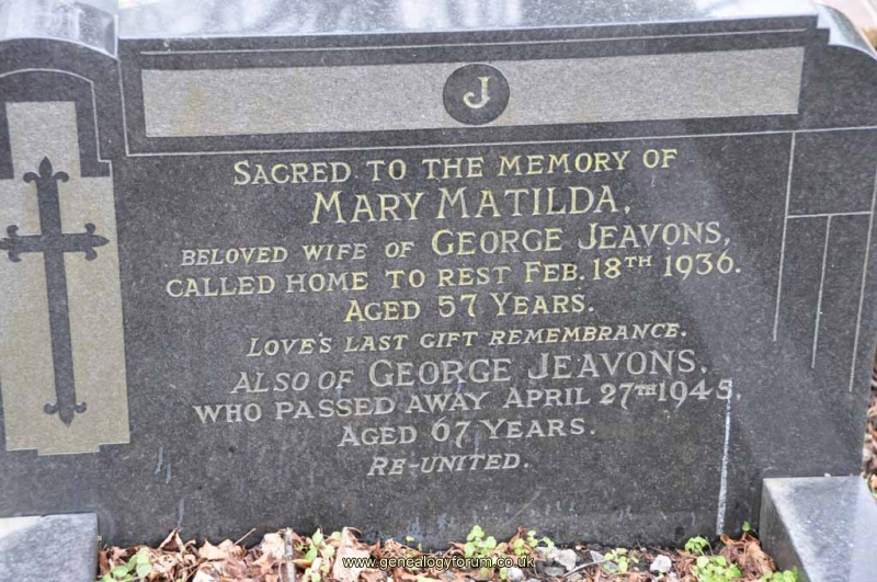 Jeavons - George, Mary Matilda