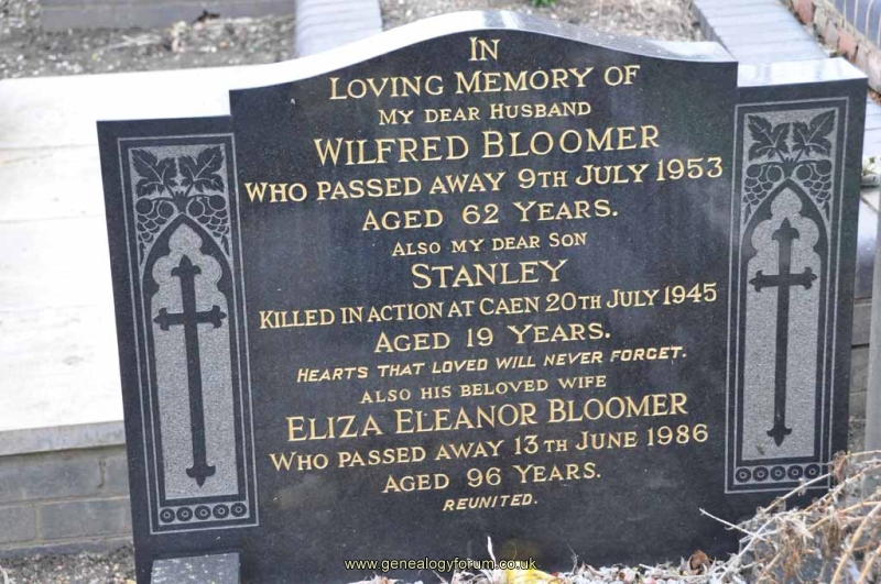 Bloomer - Wilfred, Eliza & son Stanley KIA