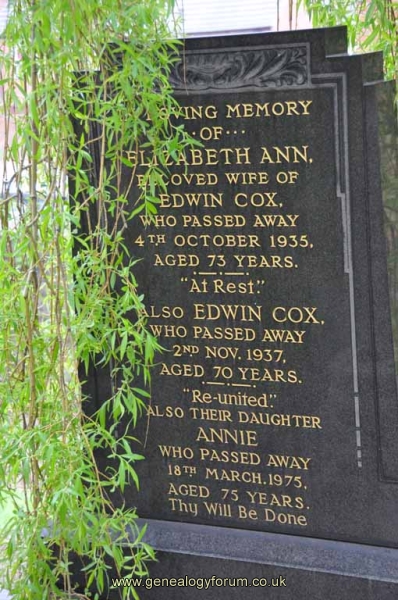 Cox - Edwin, Elizabeth & dau Annie
