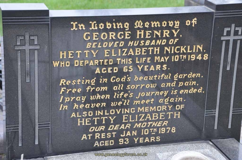 Nicklin - George Henry, Hetty Elizabeth