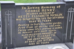 Nicklin - George Henry, Hetty Elizabeth