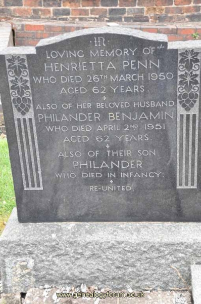 Penn - Philander Benjamin, Henrietta & son Philander
