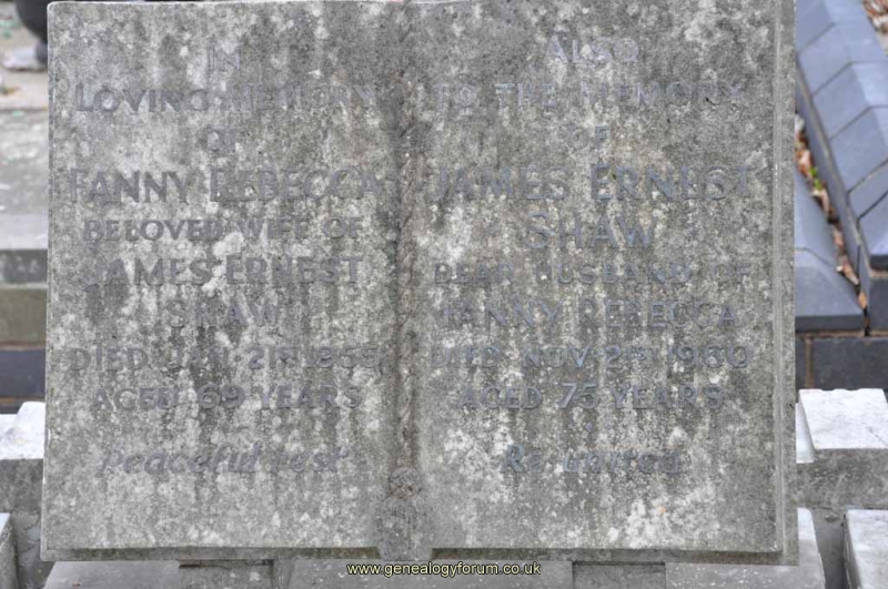 Shaw - James Ernest, Fanny Rebecca