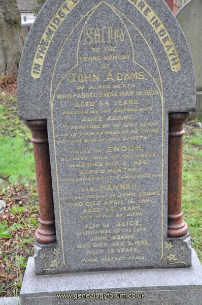 Adams - John, Hannah, Alice & son Enoch