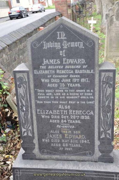 Bastable - James, Elizabeth & James jnr