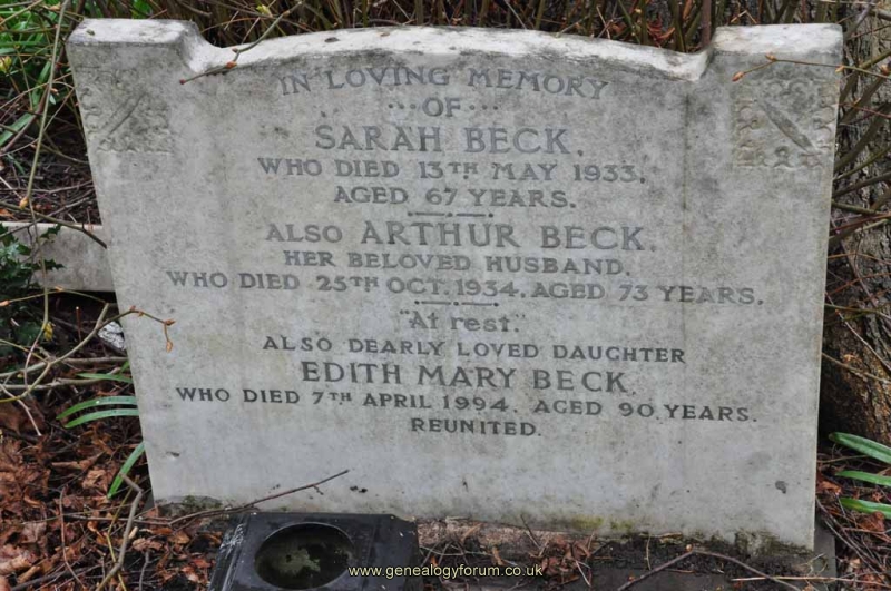 Beck - Arthur, Sarah & dau Edith Mary
