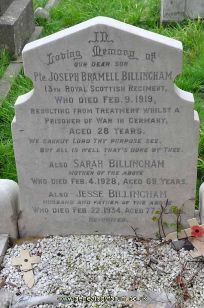 Billingham - Jesse, Sarah & son Pte Joseph Bramwell