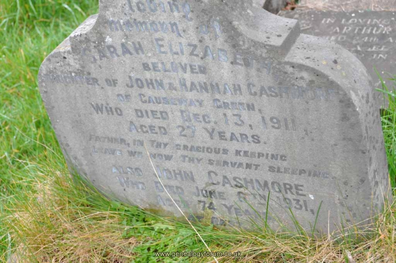 Cashmore - John (husband of Hannah) & dau Sarah Elizabeth
