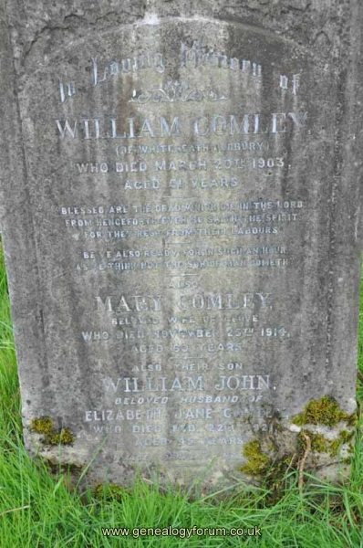 Comley - William, Mary & son William John (husband of Elizabeth Jane)