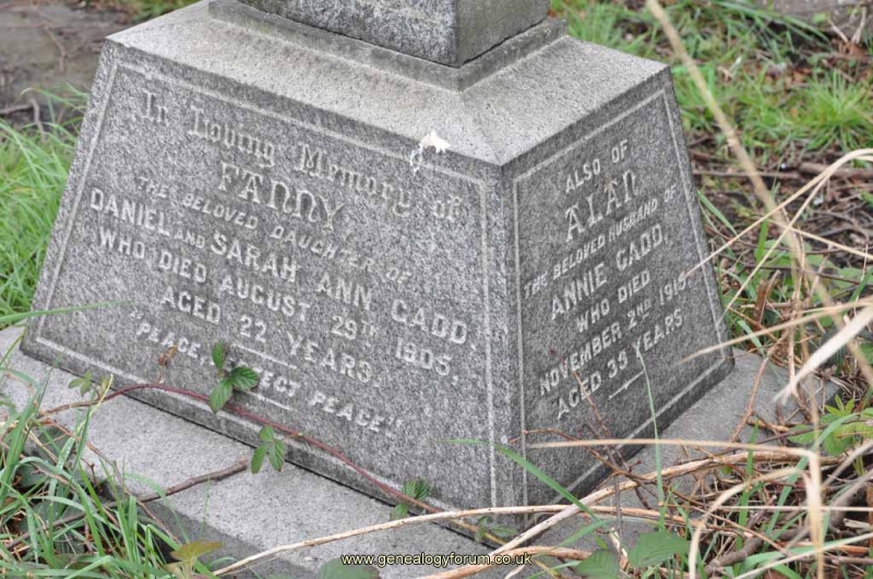 Gadd 1 - Fanny (dau of Daniel & Sarah Ann) also Alan