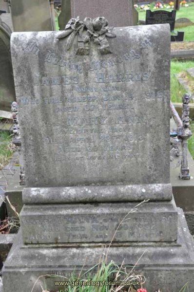 Harris - James, Mary Ann also their infant son Frank