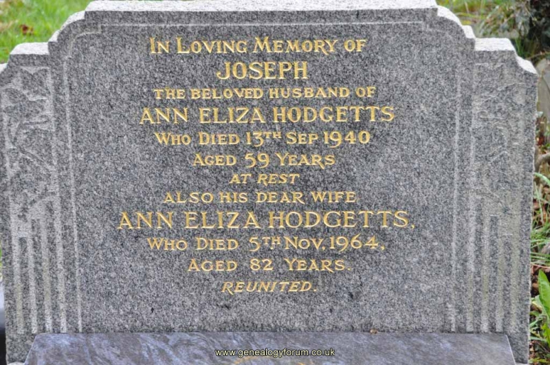 Hodgetts - Joseph, Ann Eliza