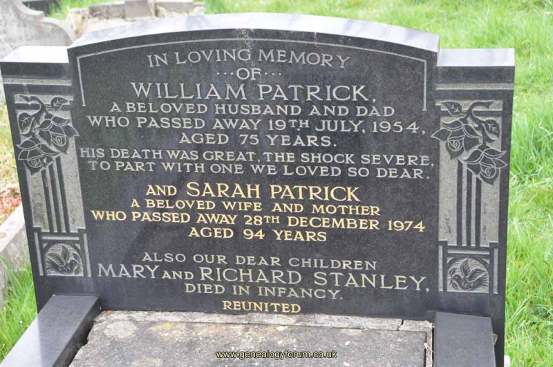Patrick - William, Sarah & children Mary & Richard Stanley