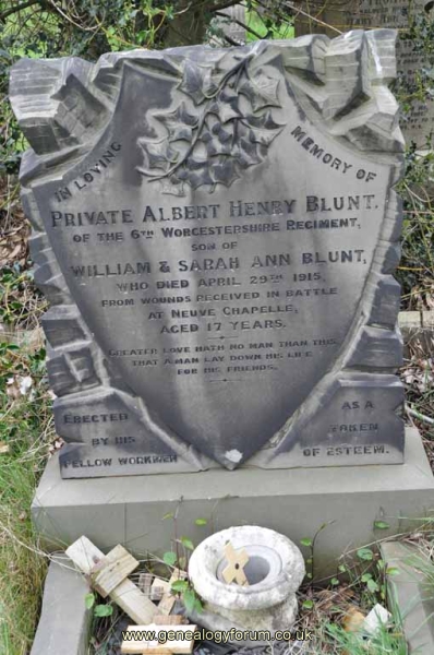 Pte Albert Henry Blunt KIA