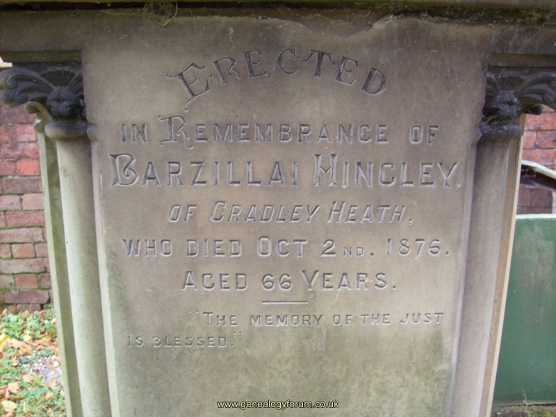 Barzillai Hingley b1810 of Cradley Heath