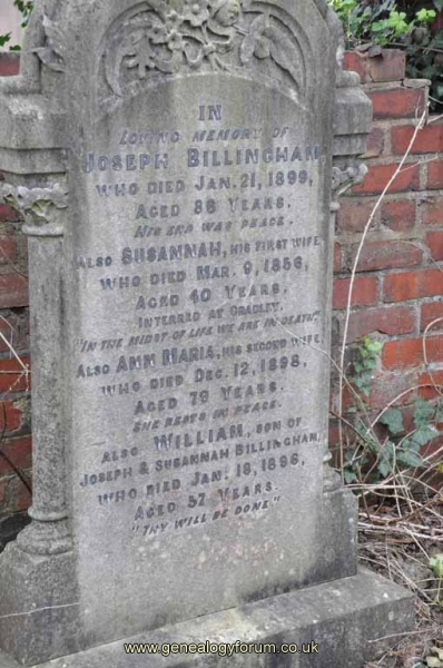 Billingham - Joseph, Susannah, Ann Maria & son William