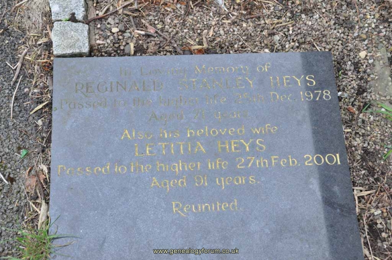 Heys - Reginald Stanley, Letitia