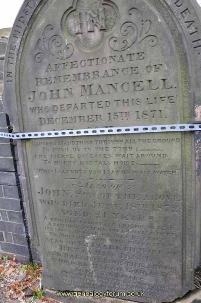 Mancell - John & son John & dau Elizabeth (wife of Benjamin Davis)