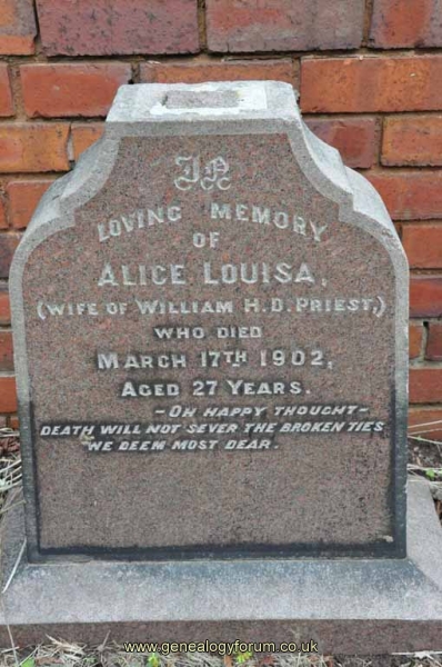 Priest - Alice Louisa (wife of William)