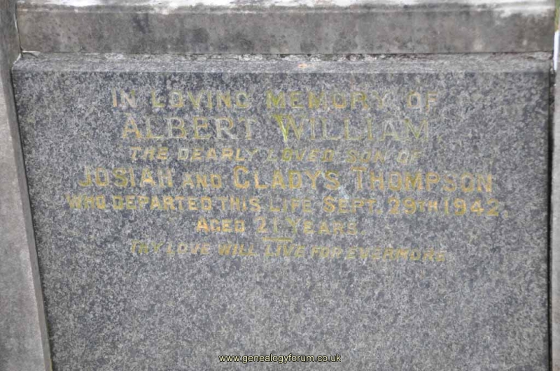 Thompson - Albert William (son of Josiah & Gladys)